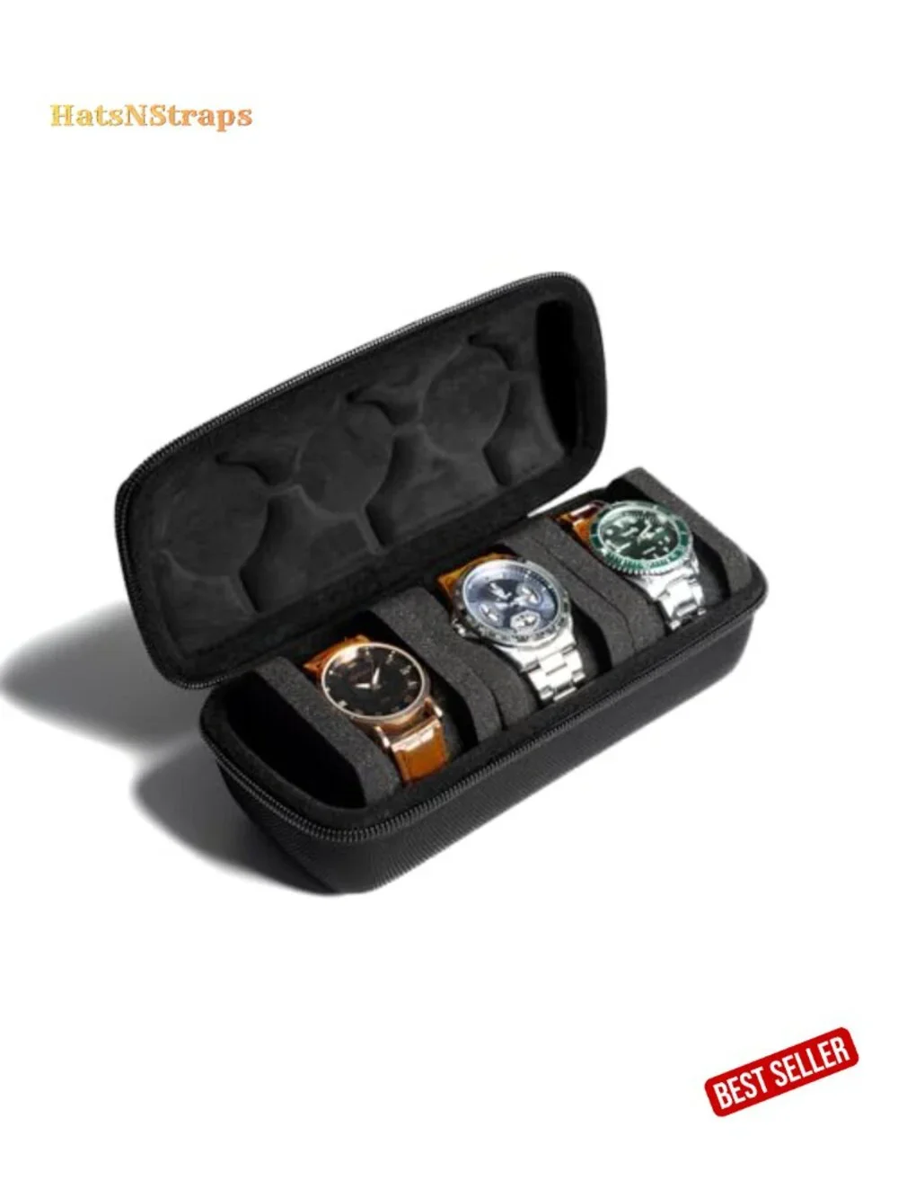 3 Slot Hard Watch Travel Case with Anti-Move Pillows, Storage Organizer